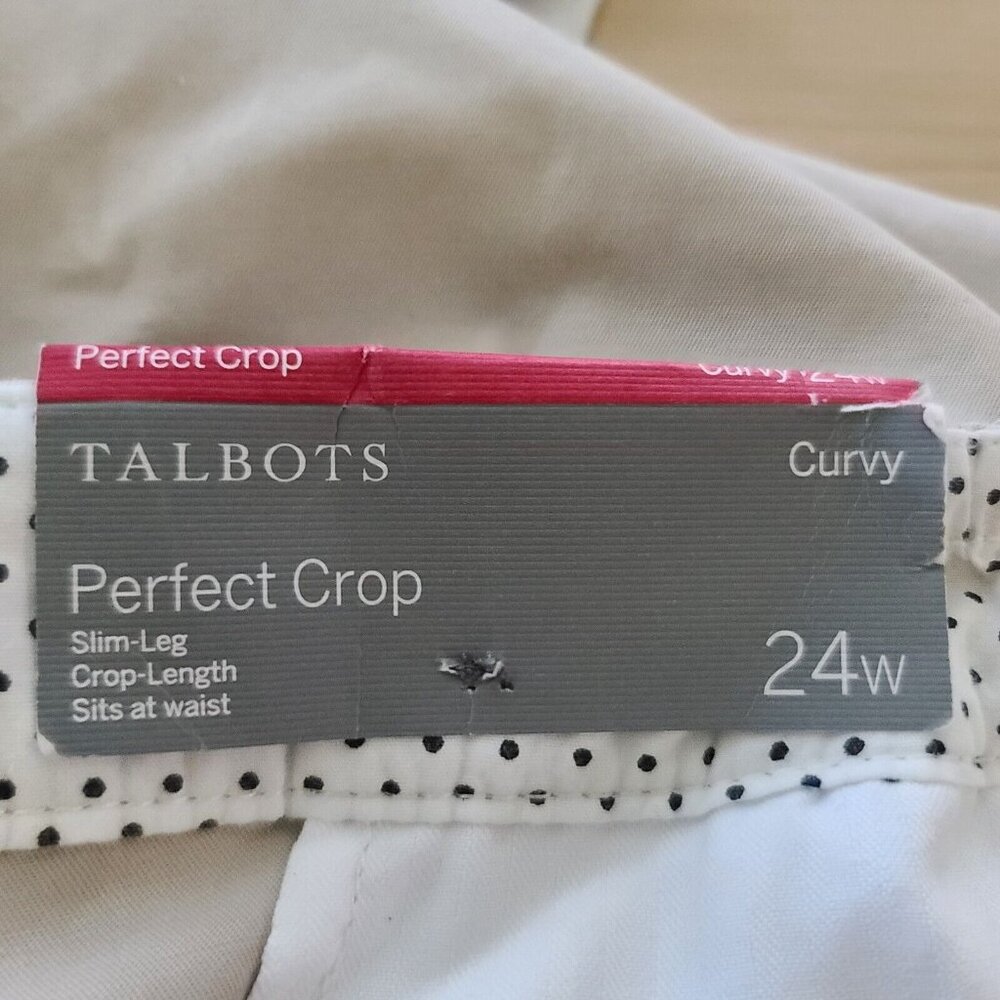 Talbots Perfect Crop Curvy Pants Plus Sz 24W Beige Chinos Zip Front Preppy NWT - Picture 2 of 10